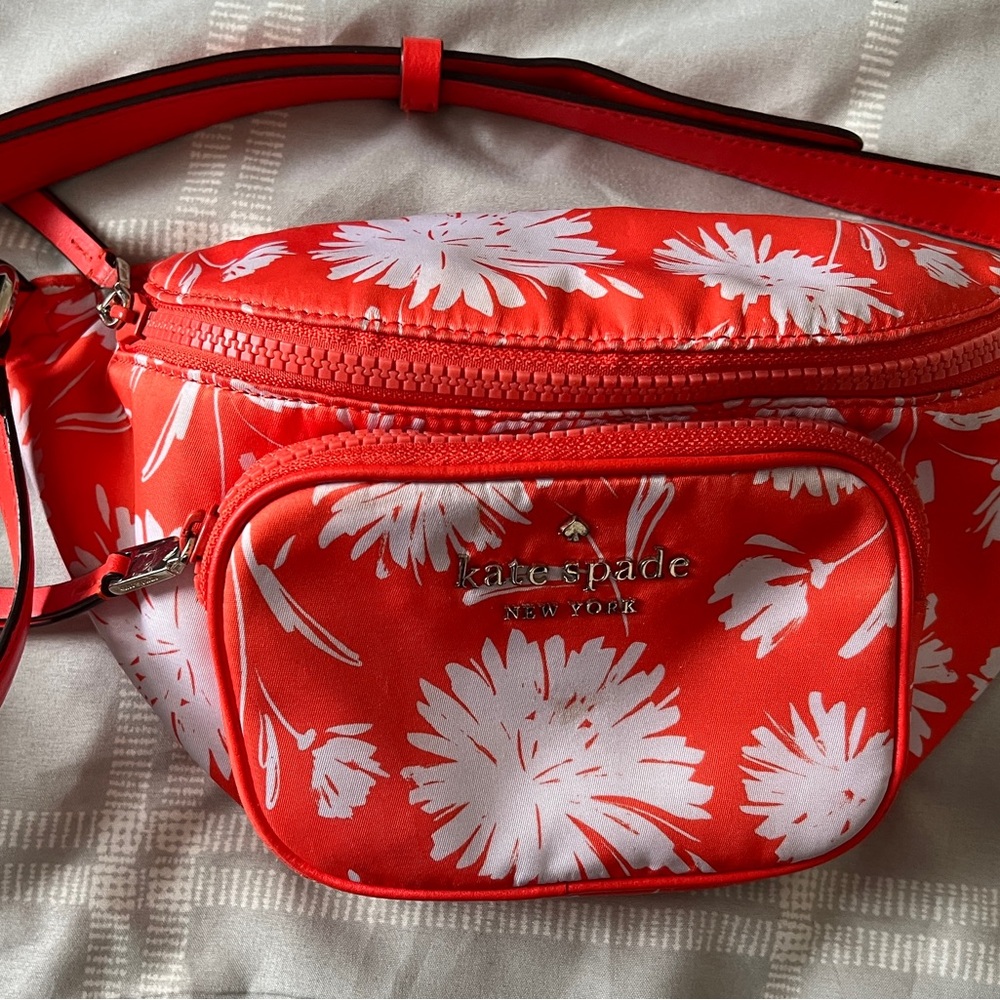 Kate Spade Orange and White Floral Crossbody Bag